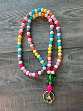 Load image into Gallery viewer, Colorful Beaded Teacher Lanyard with Cactus
