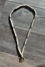 Load image into Gallery viewer, Teach Grey and Wood Beaded Lanyard with Breakaway Clasp
