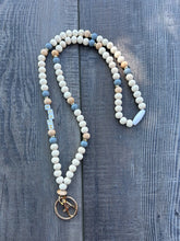 Load image into Gallery viewer, Teach Grey and Wood Beaded Lanyard with Breakaway Clasp
