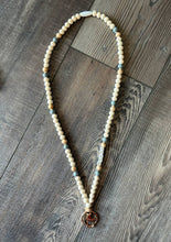 Load image into Gallery viewer, Teach Grey and Wood Beaded Lanyard with Breakaway Clasp
