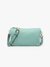 Load image into Gallery viewer, Phiona Studded Flapover Crossbody: Dark Forest Green
