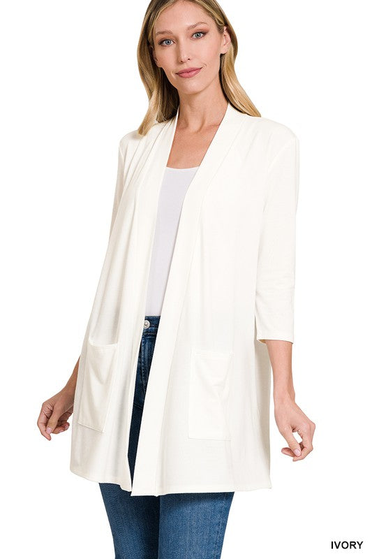 Open Front Cardigan with Pockets