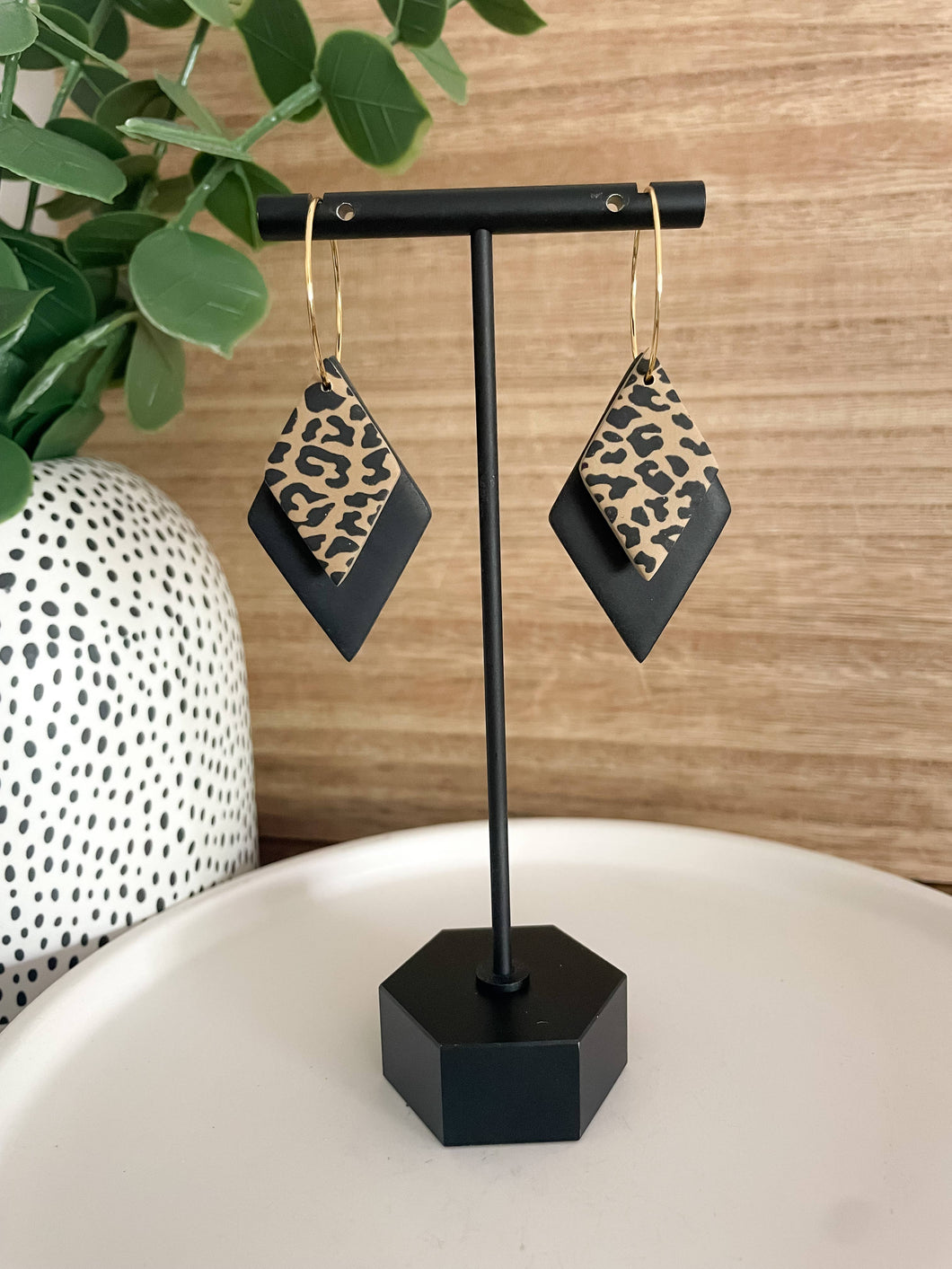 Chelsea Leopard Clay Earrings