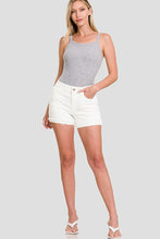 Load image into Gallery viewer, Distressed Cuffed Hem White Denim Shorts
