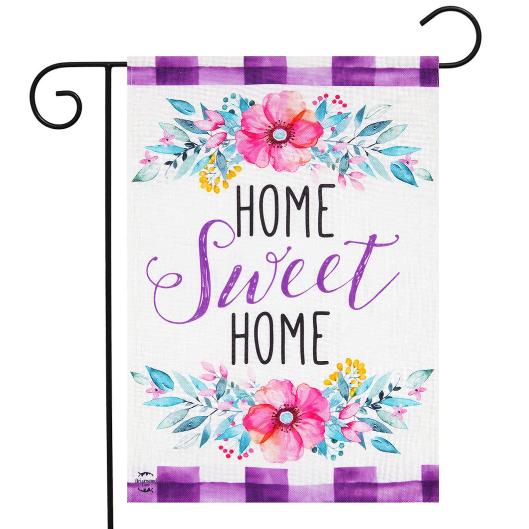 Floral Home Sweet Home Burlap Garden Flag